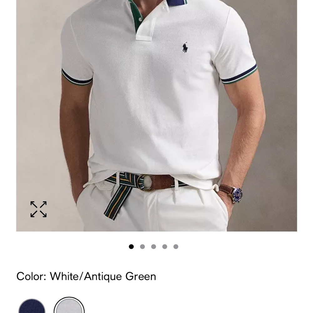 Men's White Polo Shirt with Green Accents